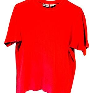 Basic Editions Women's T-Shirt Red Short Sleeve Crew Neck 100% Cotton Tee M